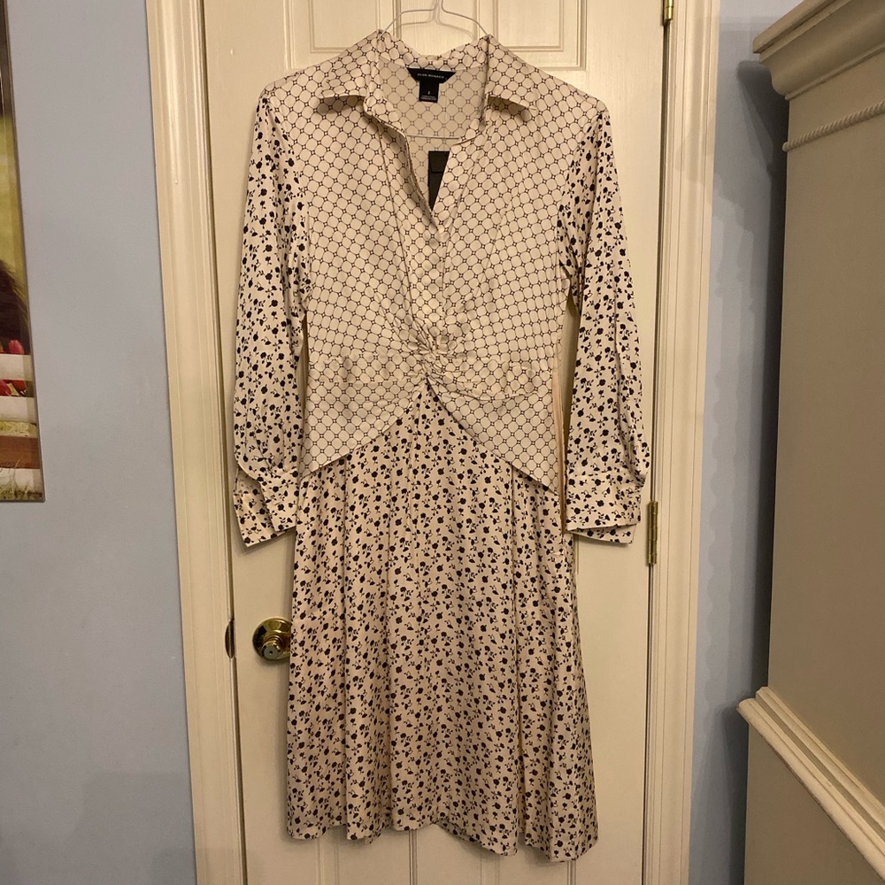 New Club Monaco silk multi pattern dress